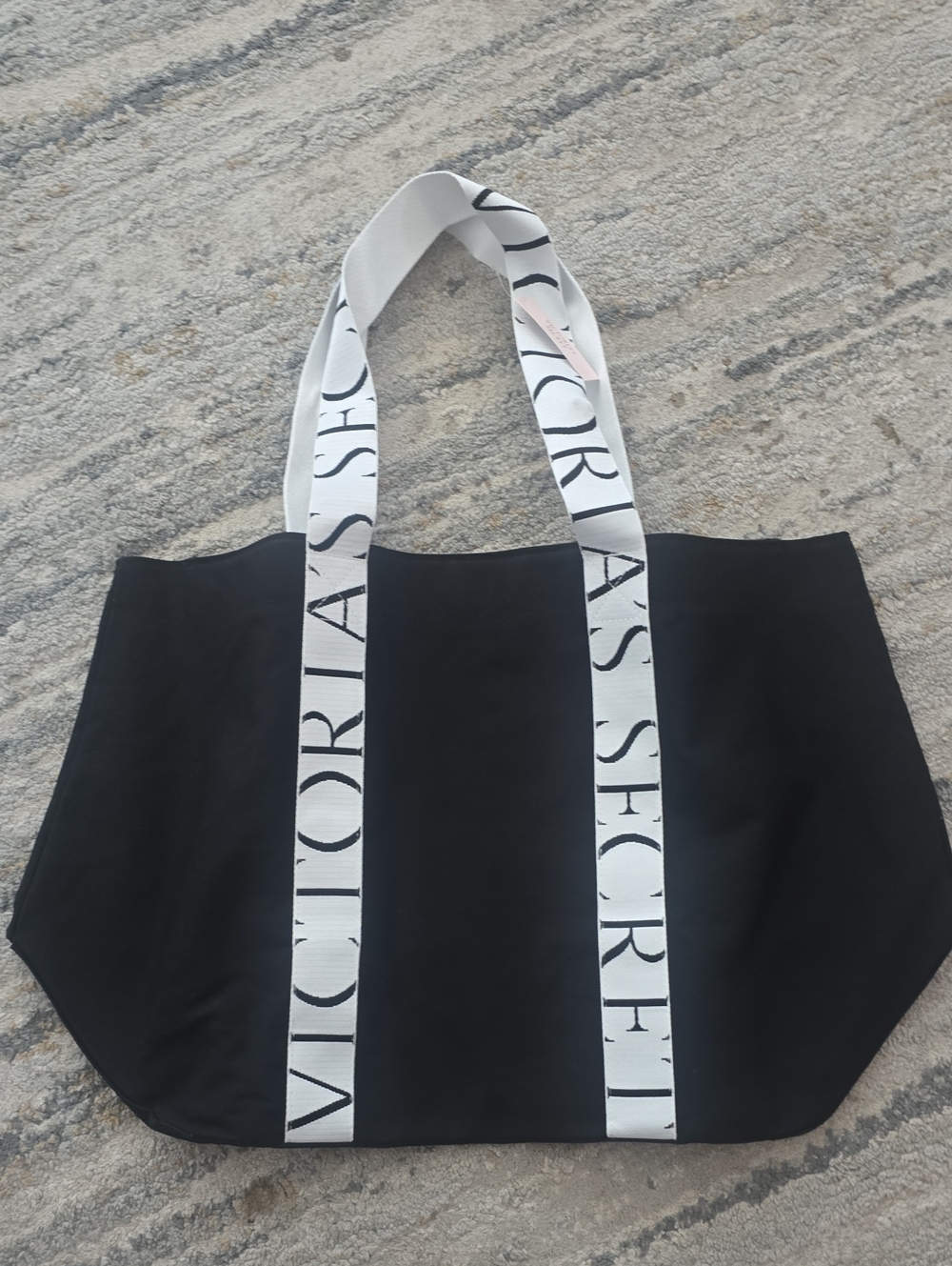 Victoria's Secret Black Tote with White Branded Straps